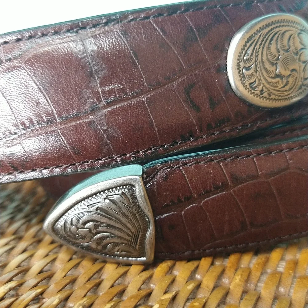 Western Rodeo Cowgirl leather belt with conchos ranch festival